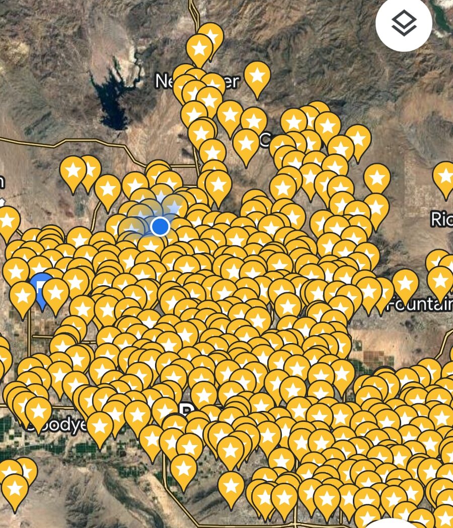 Map screenshot showing 2023 HVAC and service stops across the Phoenix area