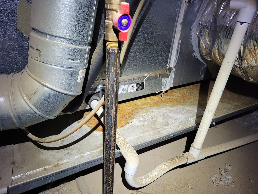 AC service photo for water leak and cooling diagnostics