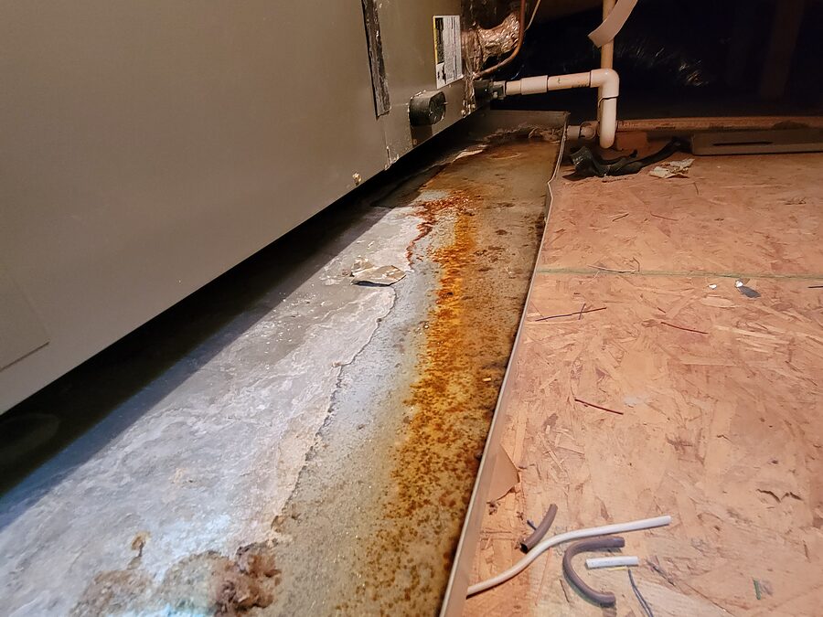 AC water leak evidence showing why condensate leaks should not be ignored