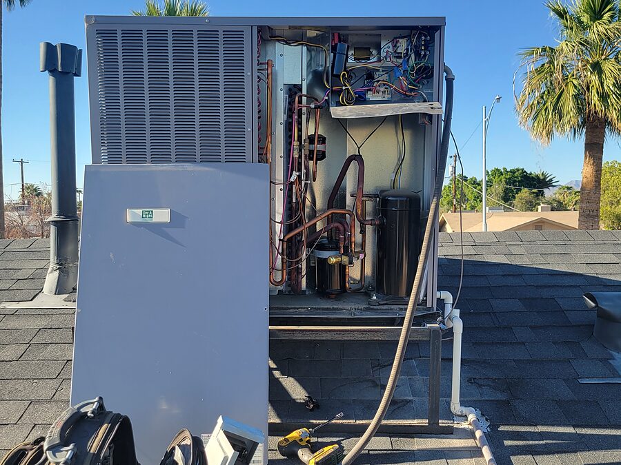 Refrigerant gauges and system readings checked when AC noise happens with poor cooling