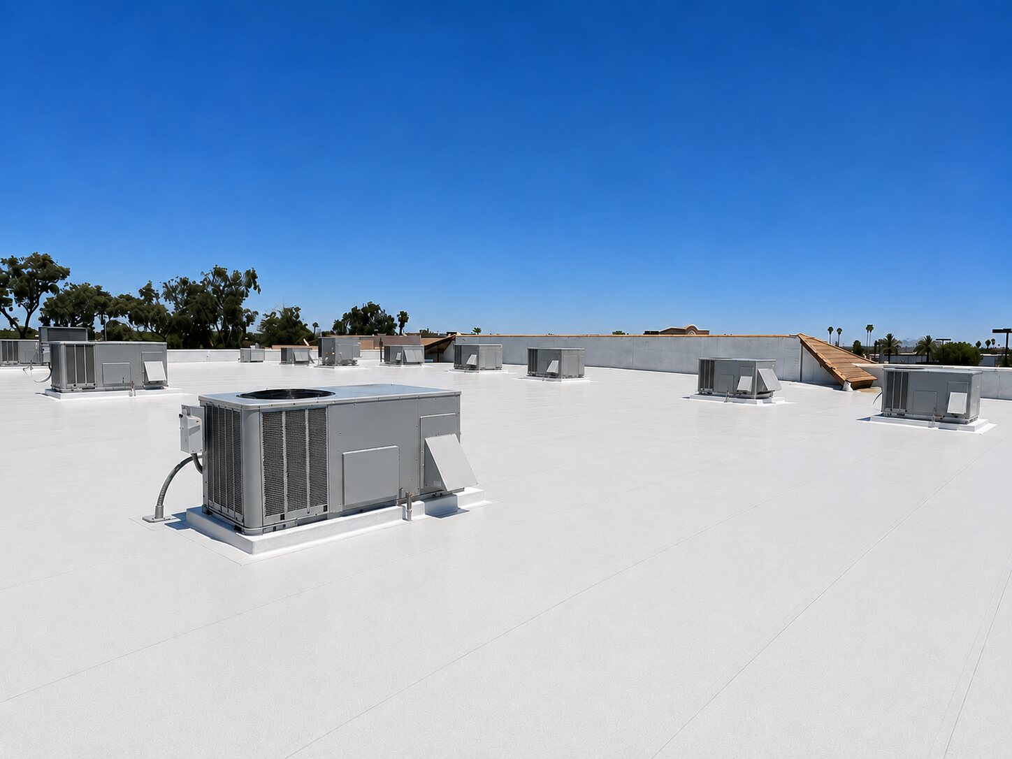 Commercial rooftop HVAC units on a Phoenix area flat roof