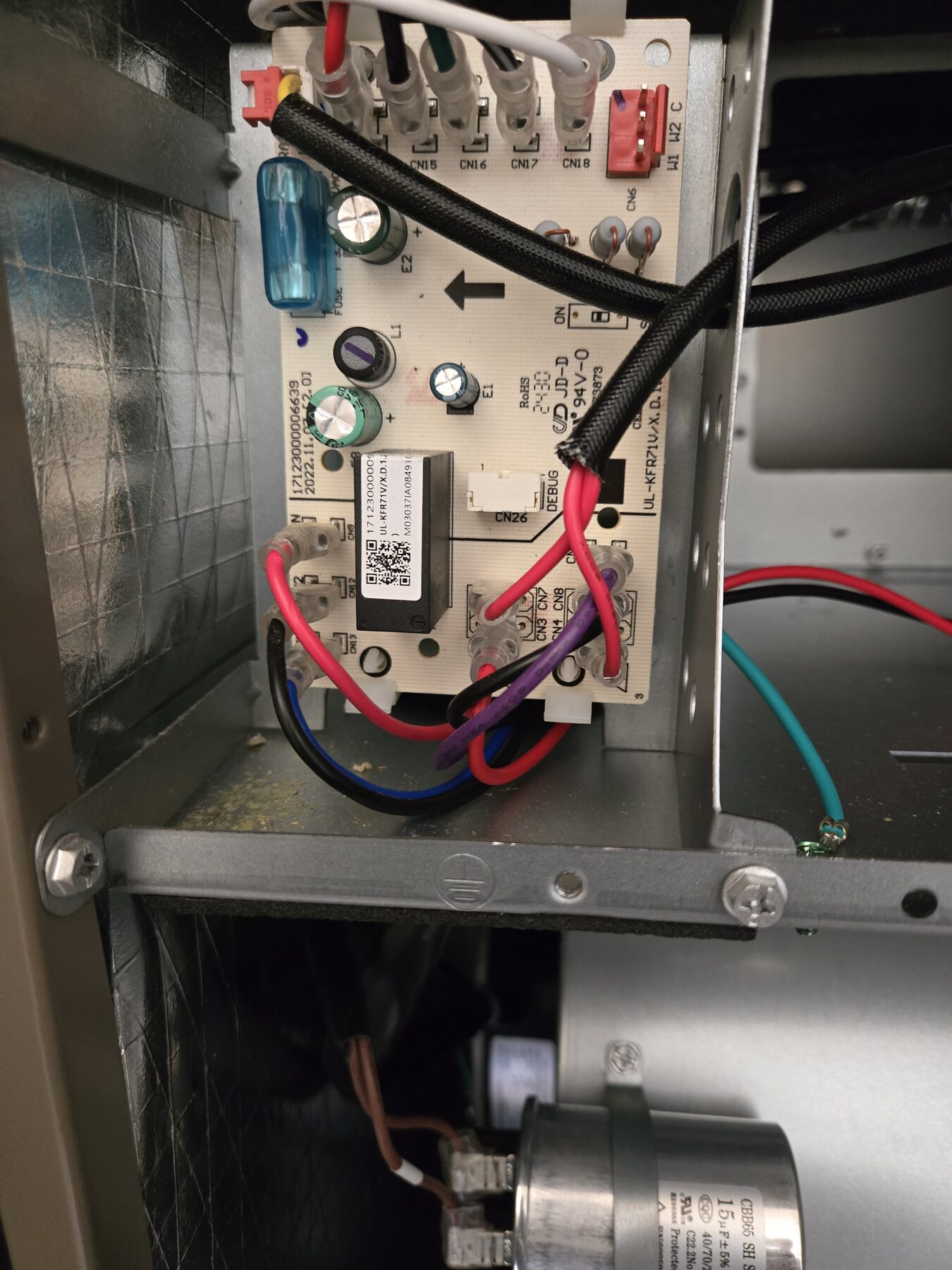 Clean HVAC control board and electrical components inside equipment