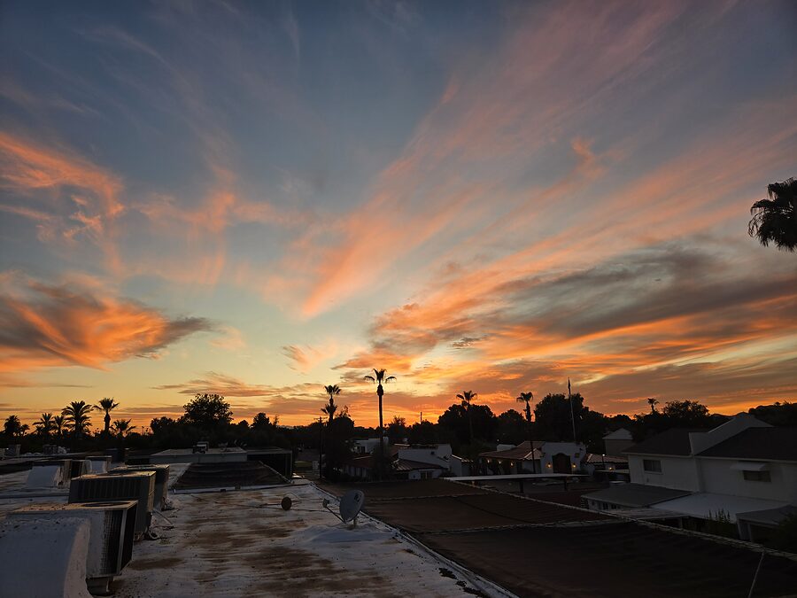 Phoenix area rooftop sunset used for farther HVAC service scheduling