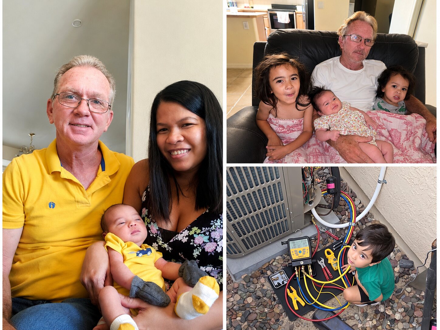 Leon with family and HVAC diagnostic work
