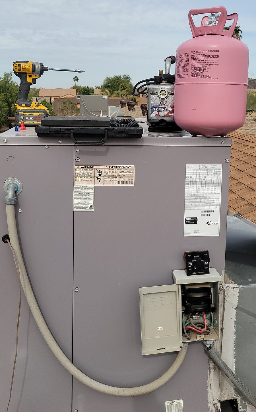 HVAC gauges and meter used during refrigerant and short cycling diagnostics