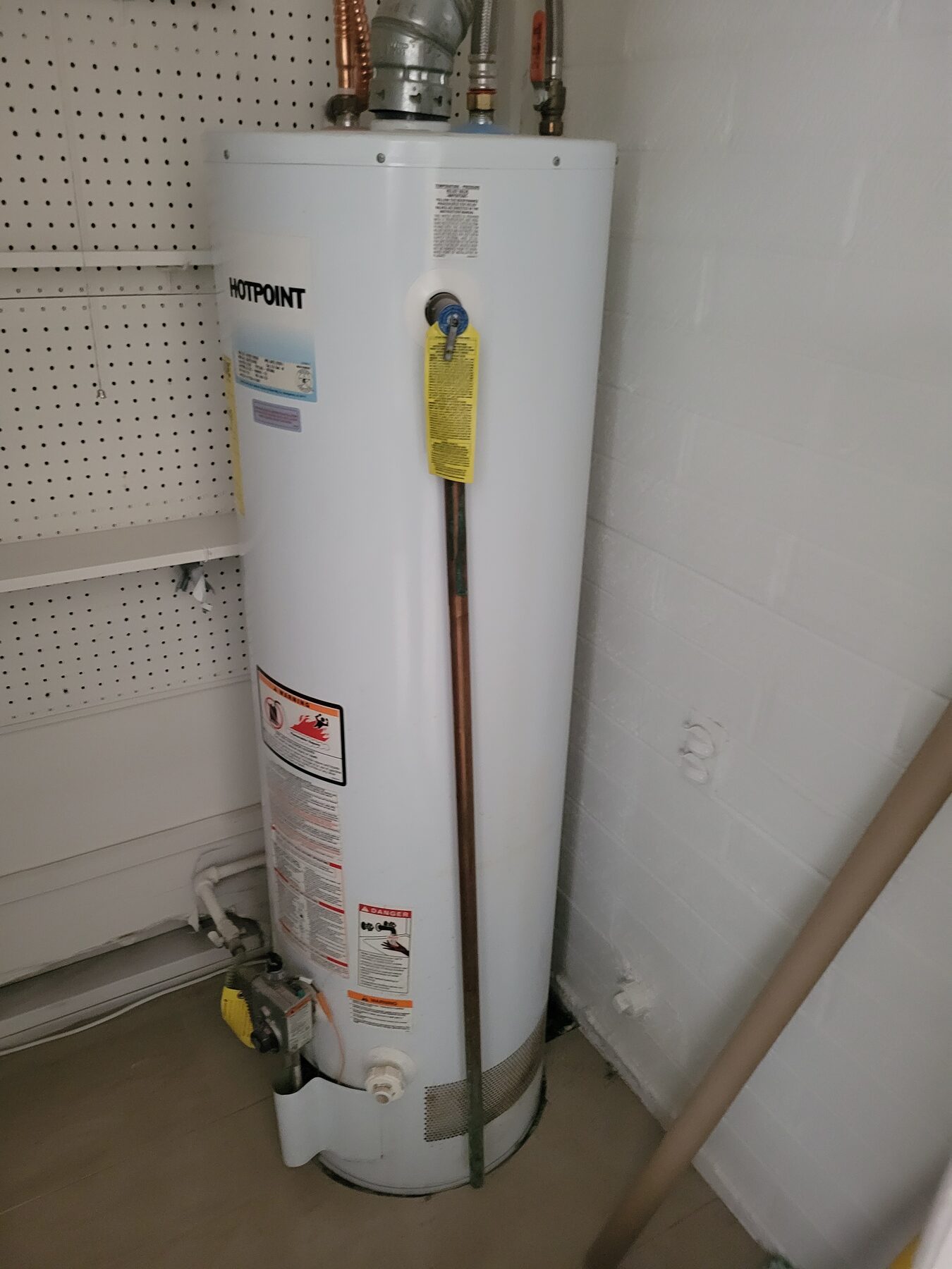 Water heater installed in a closet area